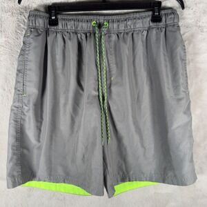 George Gray Athletic Shorts Neon Green Drawstring Elastic Waist Men L‎ 36 38